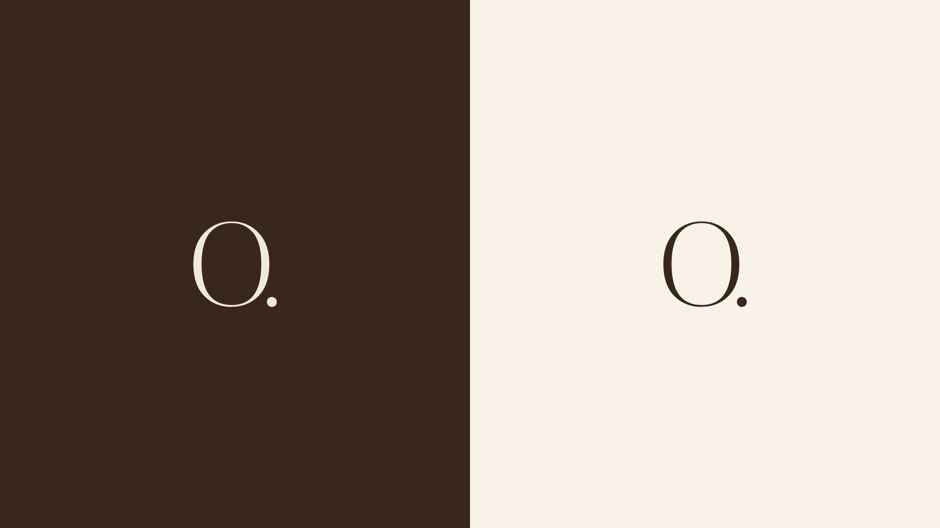 Dois quadrados: marrom escuro e bege claro, cada um com um logo reduzido
