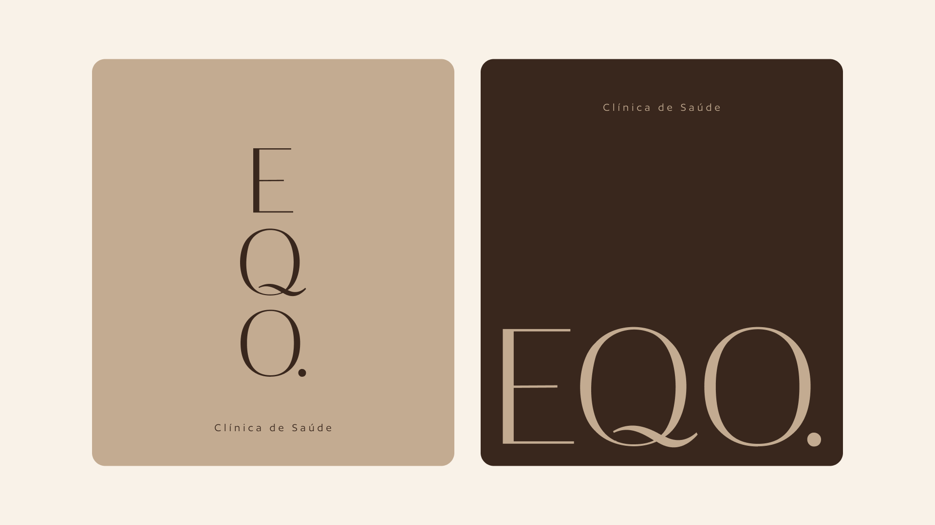 Duas capas de livro quadradas, uma bege, uma marrom, com o texto