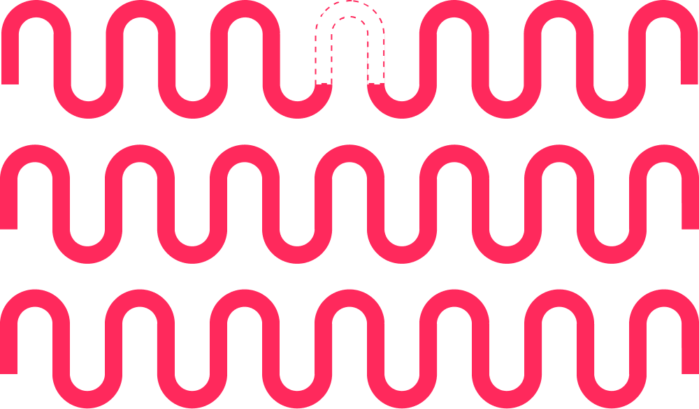 Padrão visual com ondas em rosa representando energia e movimento derivados do logotipo