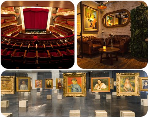 Referências visuais com teatros e museus para construção imagética da Planik.