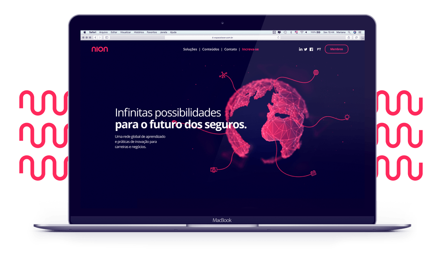 Mockup de site com frase “Humanizing is the real power”
