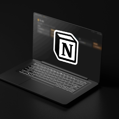 Um laptop com o logotipo do Notion na tela.