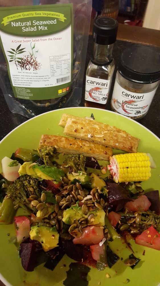 A Plate of Food With a Bag of Seaweed Next to It — Atherton Health Food Centre in Atherton, QLD
