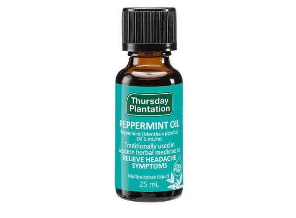 A bottle of peppermint oil is on a white background.— Atherton Health Food Centre in Atherton, QLD