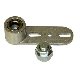 A metal bracket with a nut attached to it