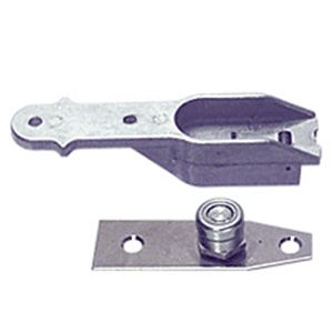 Hinges & Pivots - A close up of a metal object with a ball bearing on a white background.