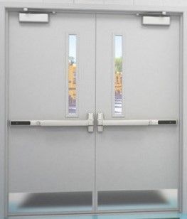 Hollow Metal Doors Installation and Repair - A pair of doors with a bar on the side of them.