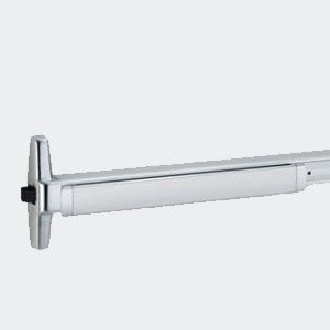 Exit Devices & Locking Hardware Installation and Repair - A close up of a panic bar on a white background.