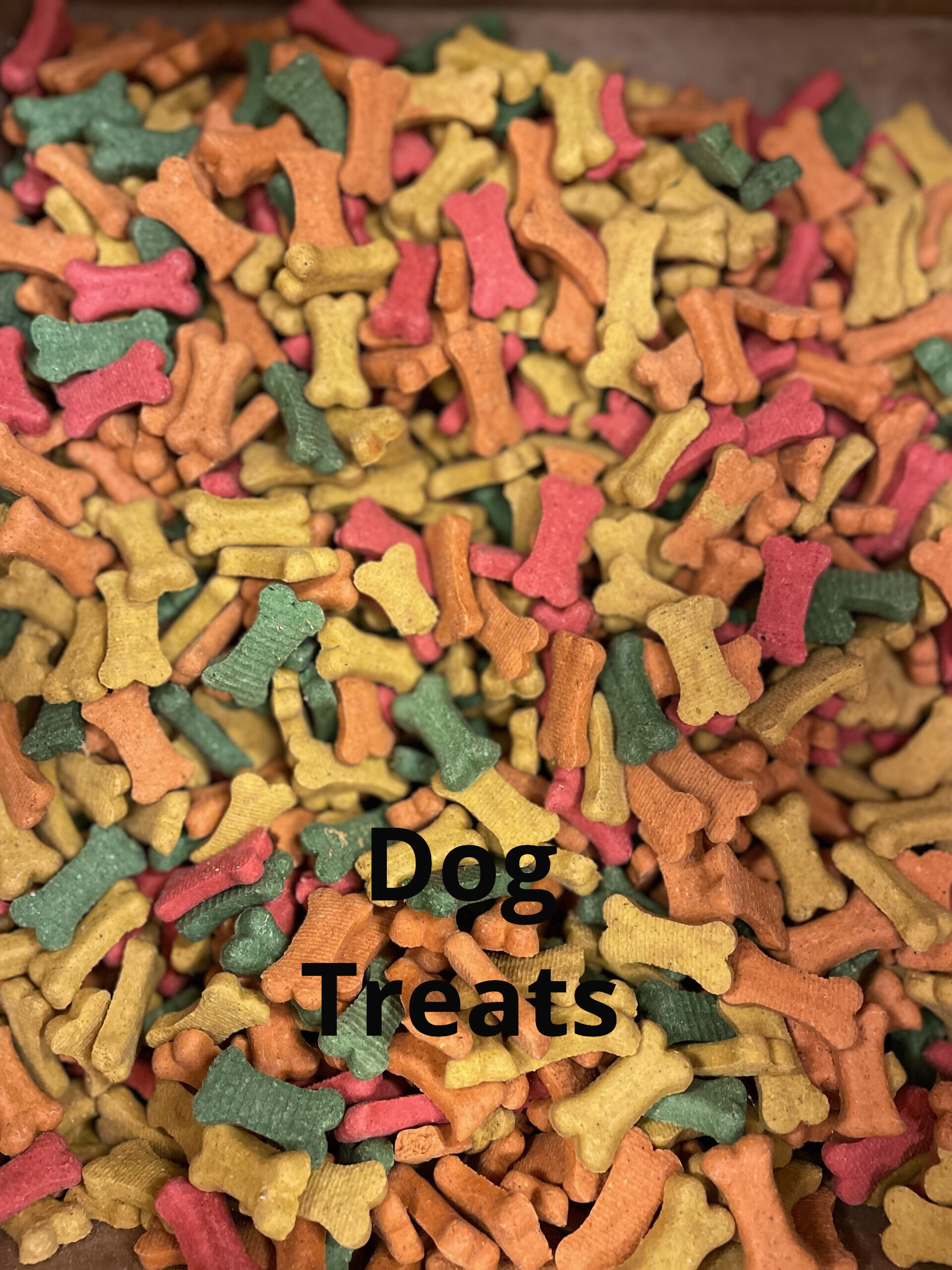 A pile of dog treats in the shape of bones
