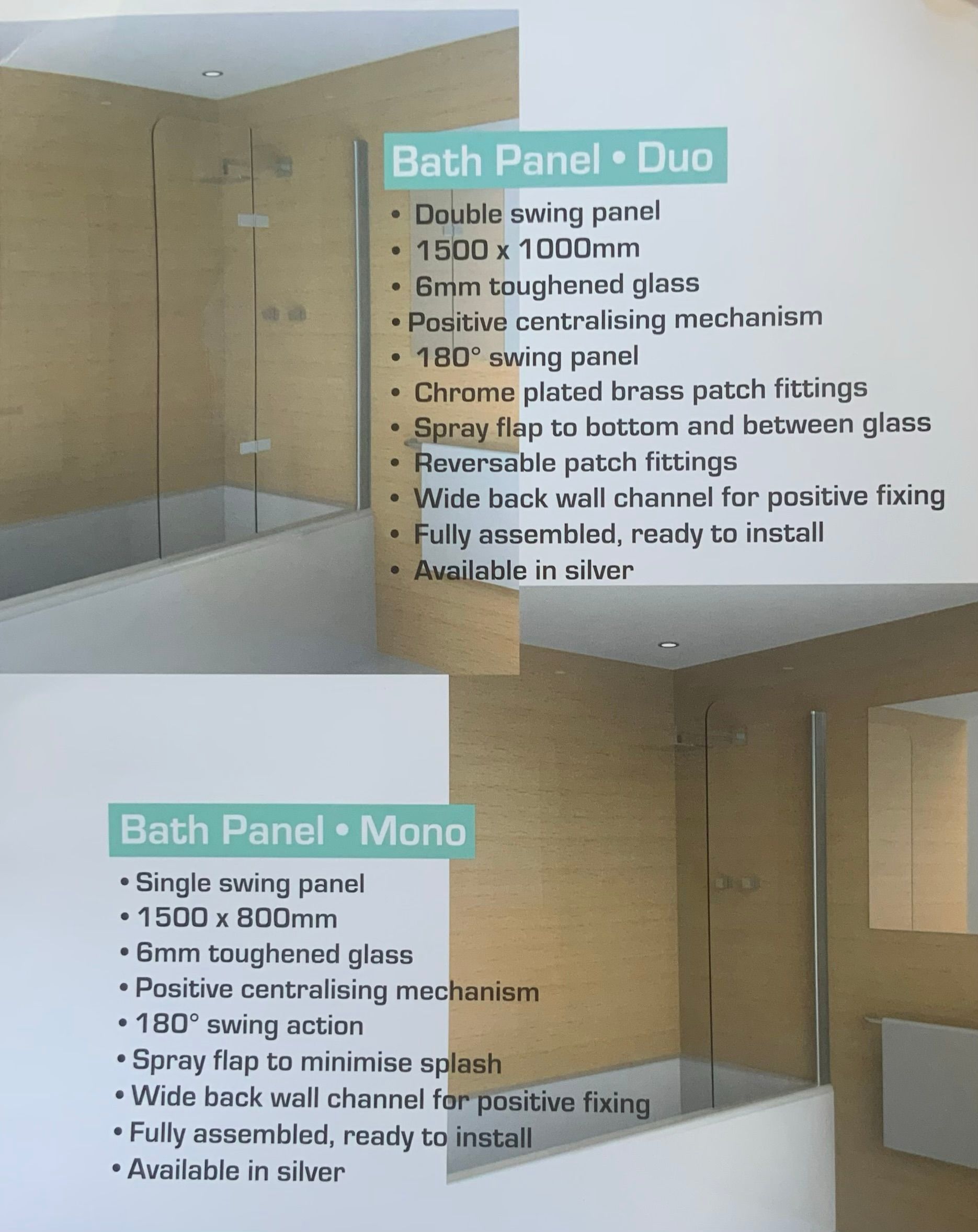 Bathroom Wall Panel Product Chart Beside a Tan Shower Wall — Glass & Aluminium Windows & Doors In Yeppoon, QLD