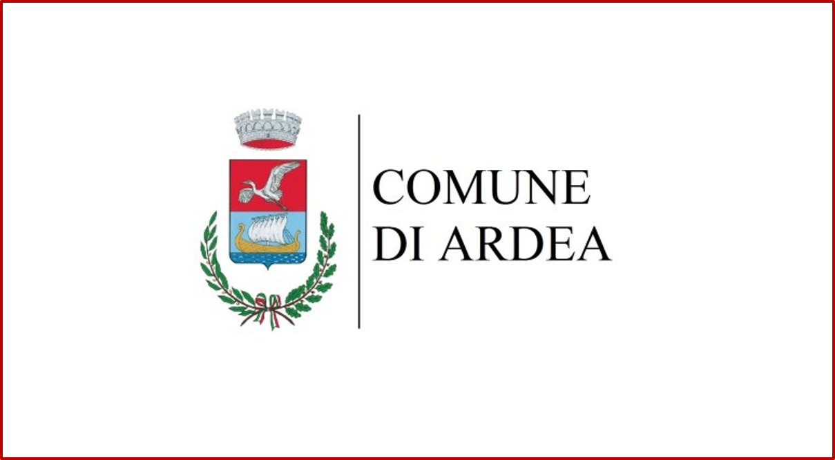 Logo del Comune di Ardea con stemma e corona d'alloro verde su sfondo bianco.