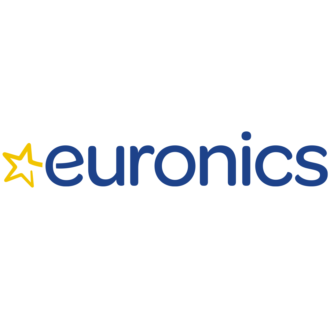 Logo Euronics con testo blu e icona a stella gialla