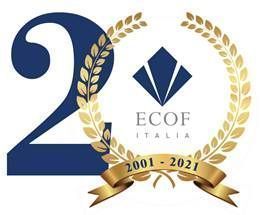 Logo del 20° anniversario di ECOF Italia con il numero