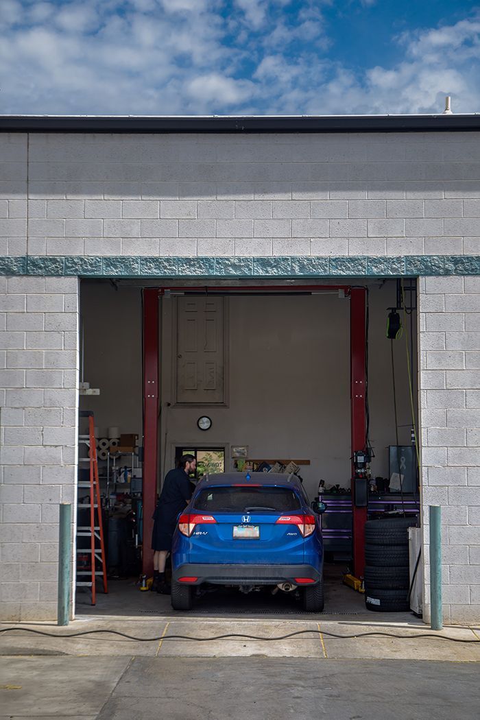Outside view of blue car in our garage in Centerville, UT | Baker Automotive