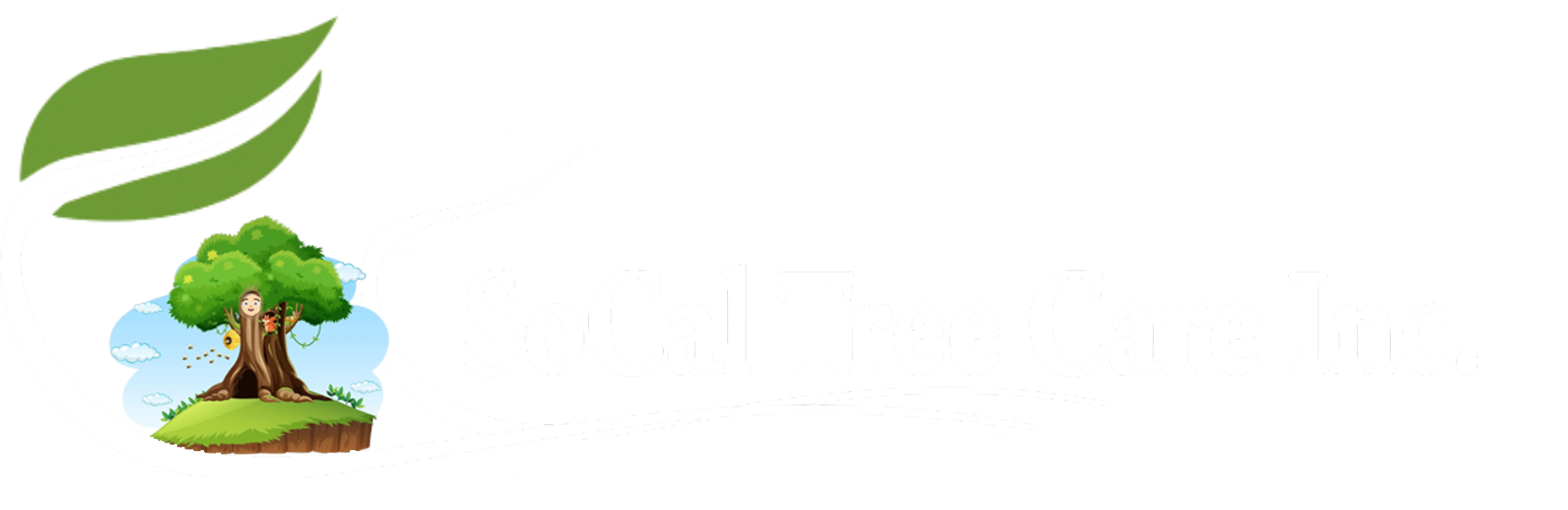 a cartoon illustration of a tree and a leaf on a white background .
