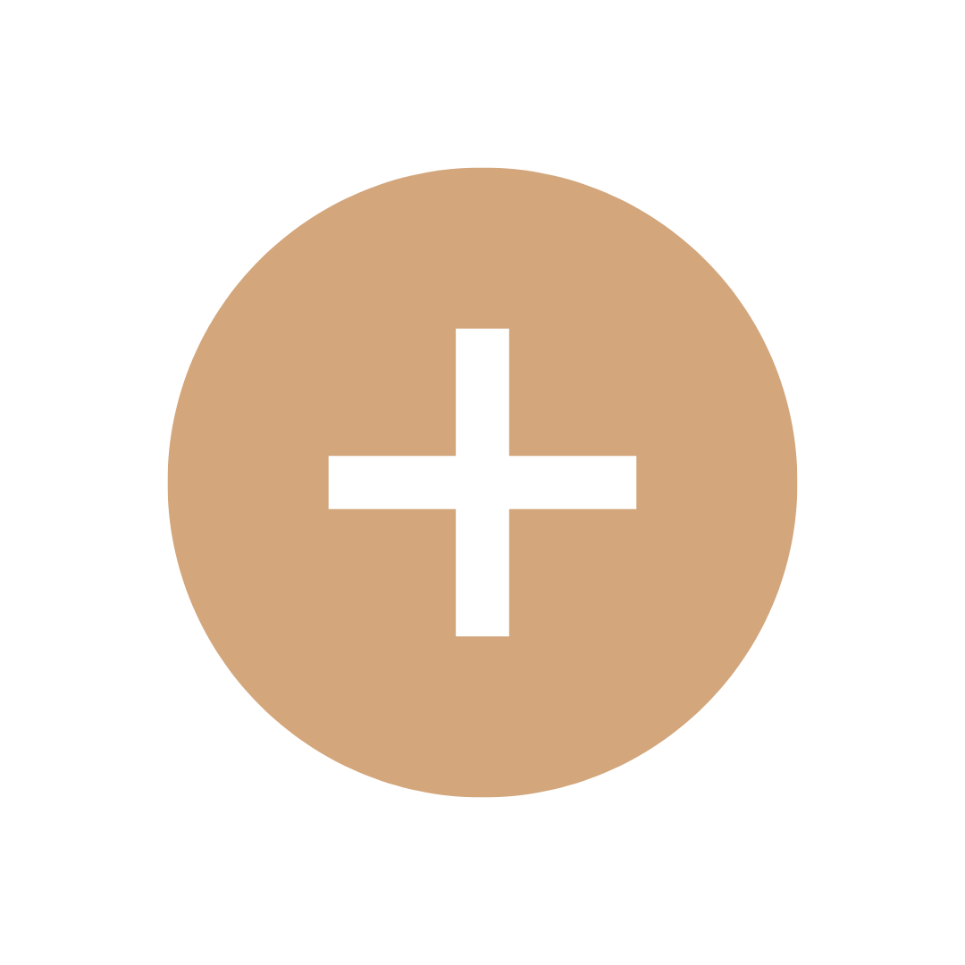Tan circle with a white plus sign icon in the center