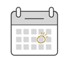 Calendar icon with a highlighted date and small sun symbol, suggesting a scheduled event or reminder