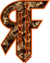 Camouflage Fort Forestry logo with bold orange outlined letters and a tree-shaped emblem
