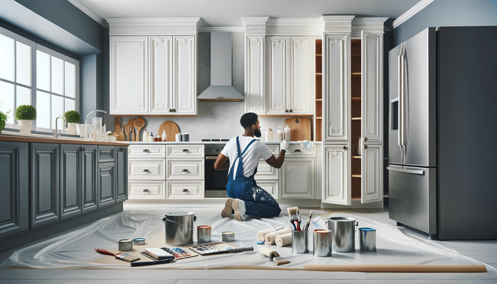 Image showcasing a custom painting project by Mr. Pauly's Paint Pro's, featuring a refurbished door