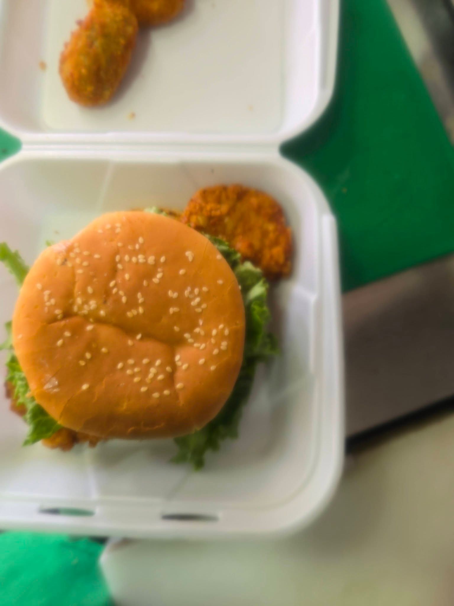 A Lucky's Grill cheeseburger
