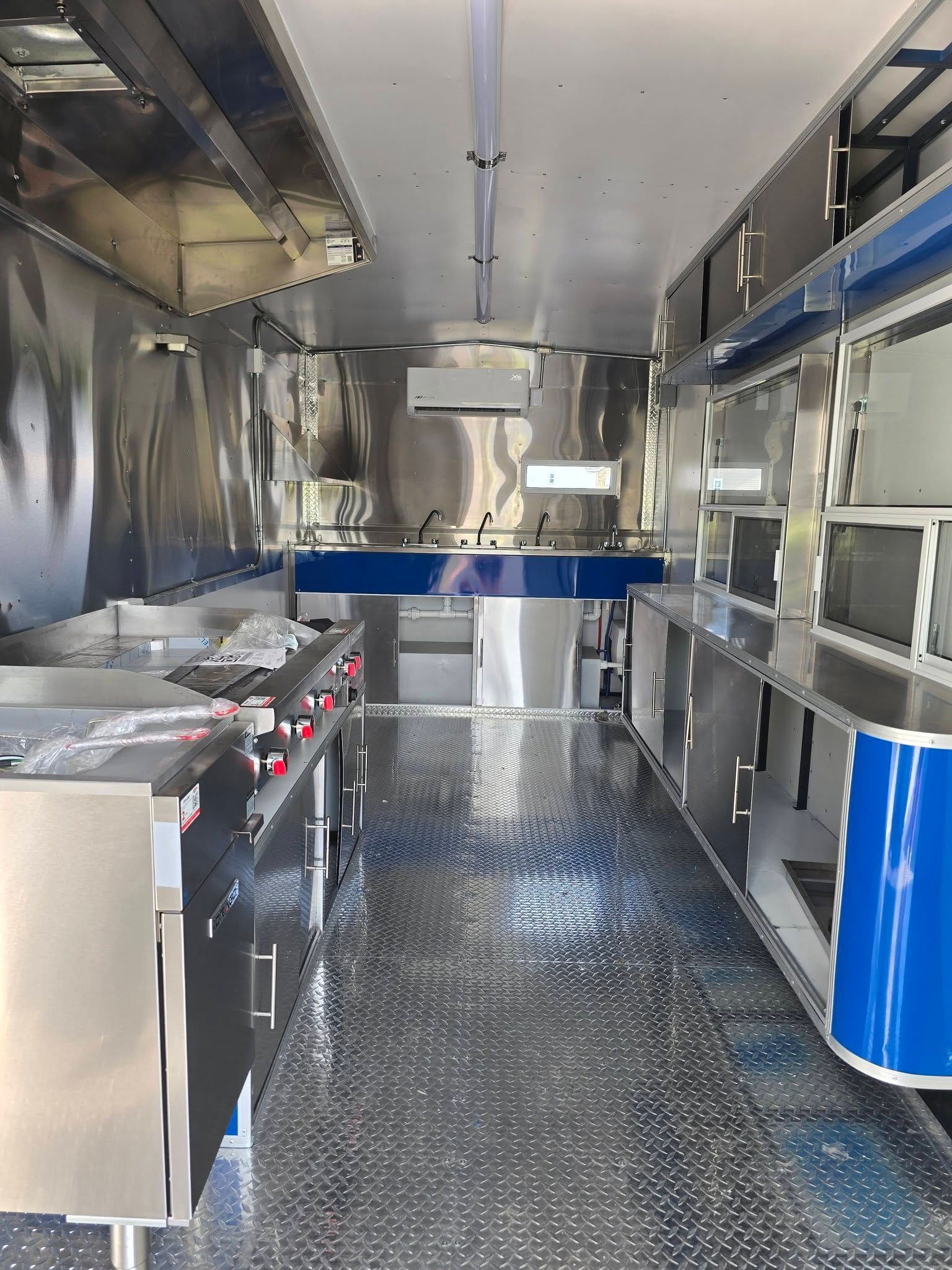 Inside the Lucky's Grill mobile truck kitchen