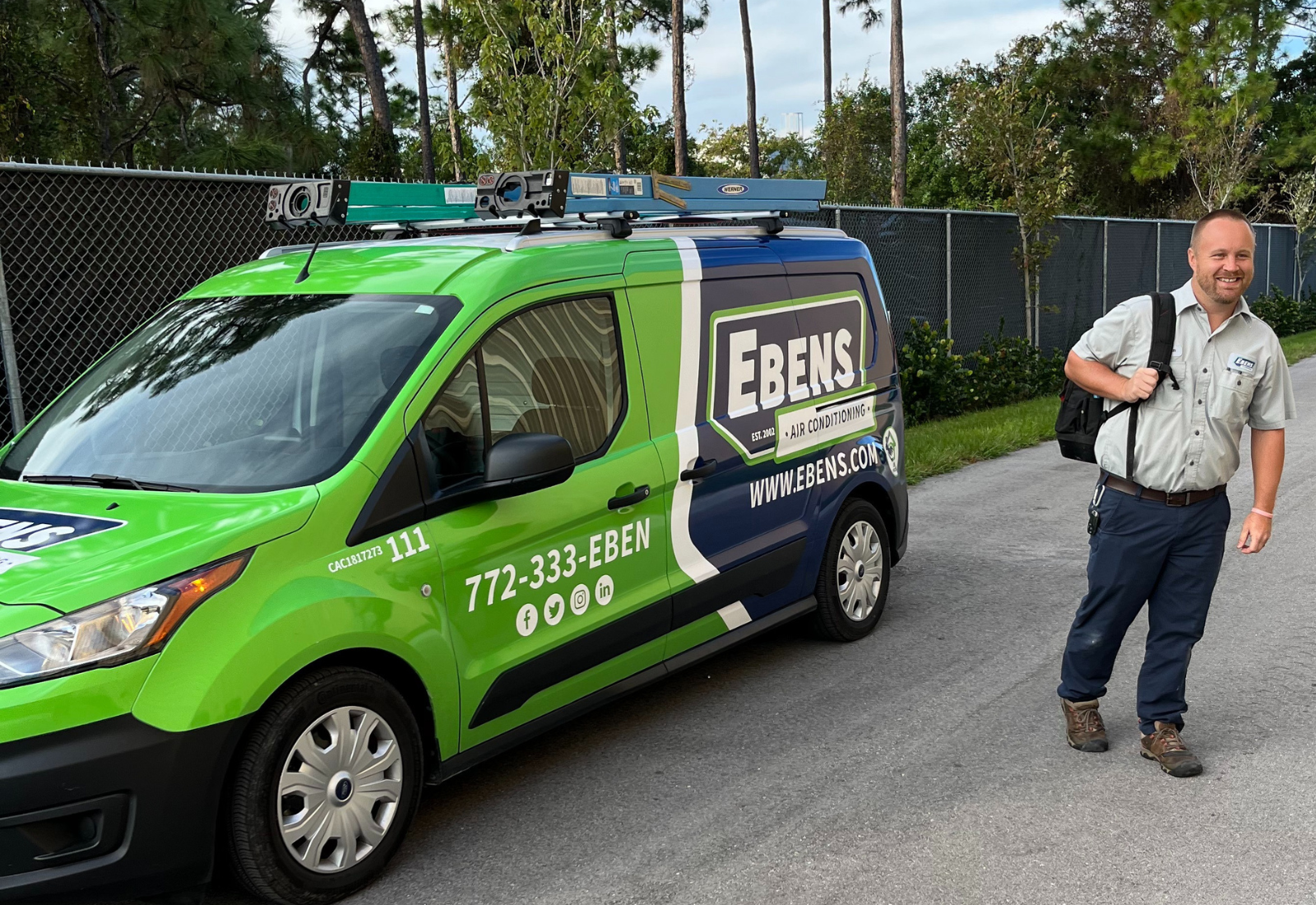 Technician arriving at a Port St. Lucie home preparing to perform dryer vent cleaning service