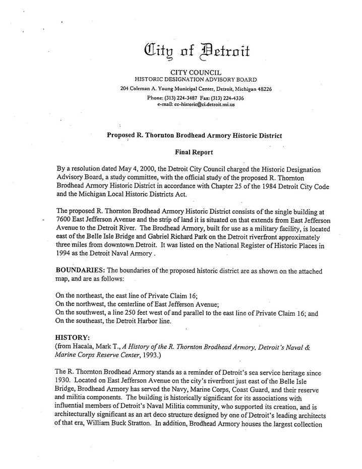 Blurred City of Detroit letter or legal document with centered text on white paper