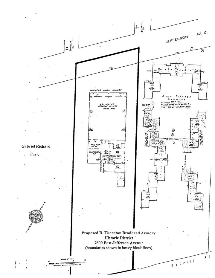 Architectural site plan with two building layouts and boundary lines on a white background