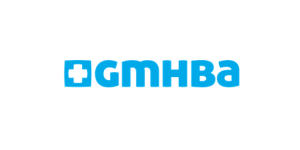 Blue GMHBa logo with a white medical cross icon on a white background