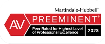 AV Preeminent 2023 Martindale-Hubbell badge for highest peer-rated professional excellence