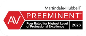 AV Preeminent 2023 Martindale-Hubbell badge for highest peer-rated professional excellence