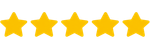 Five yellow stars in a row on a white background
