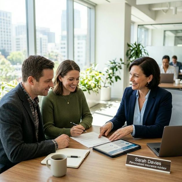 Insurance agent meeting with clients