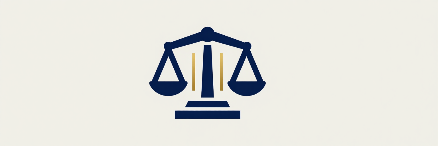 Icono de balanza de la justicia azul sobre un fondo claro