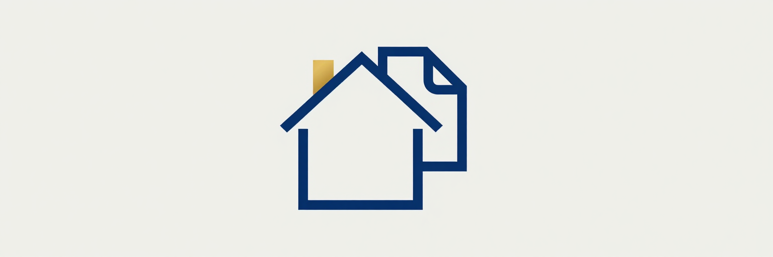 Icono de una casa con contorno azul y un documento o página detrás.