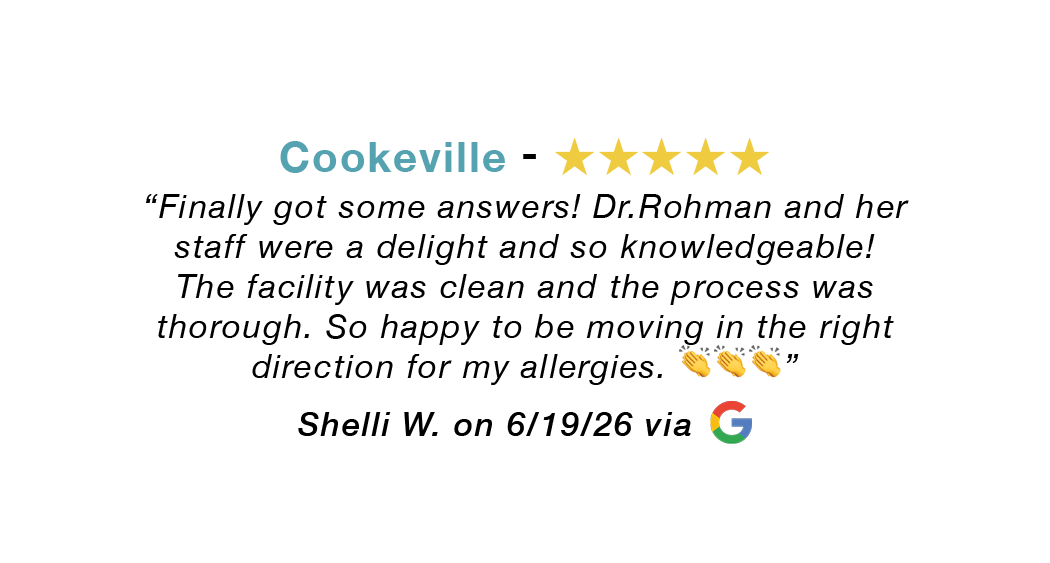 Google review praising Dr. Bohman, with 5-star rating and quote about kind, thorough care.