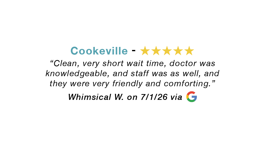 Cookeville 5-star review praising quick, friendly service.