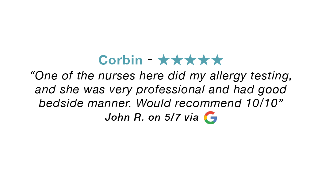 5-star Google review for our Corbin Kentucky allergy clinic: One of the nurses here