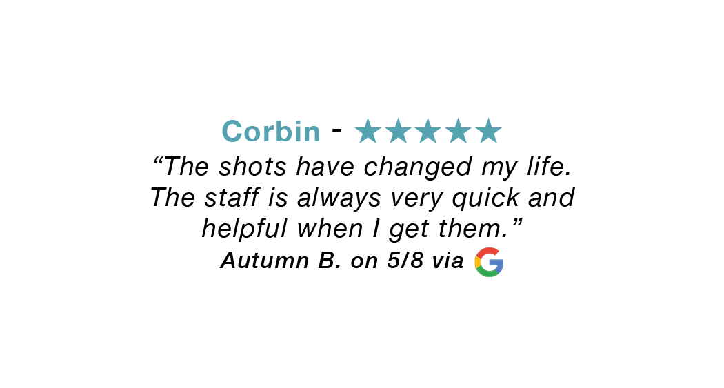 5-star Google review for our Corbin Kentucky allergy clinic: The shots have changed my life. The staff is always very quick and helpful when I go to get