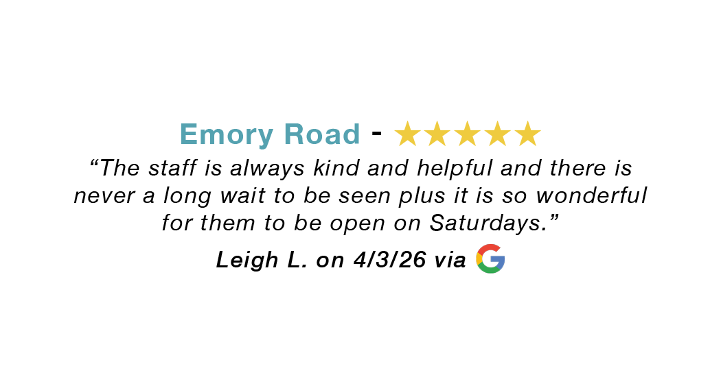 5-star Google review for our Emory Road  allergy clinic: The staff is always kind and helpful and there is never a long wait to be seen plus it is so wonderful for them to be open on Saturdays.