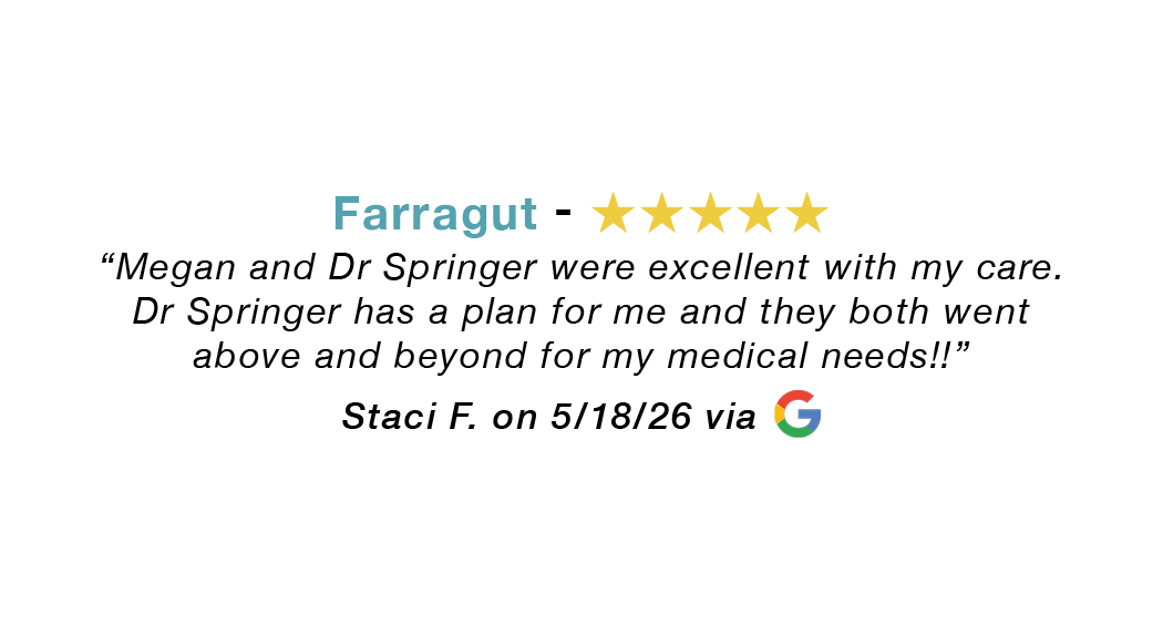 Farragut Tennessee allergy clinic five-star review.  Megan and Dr. Springer were excellent. They both went above and beyond.