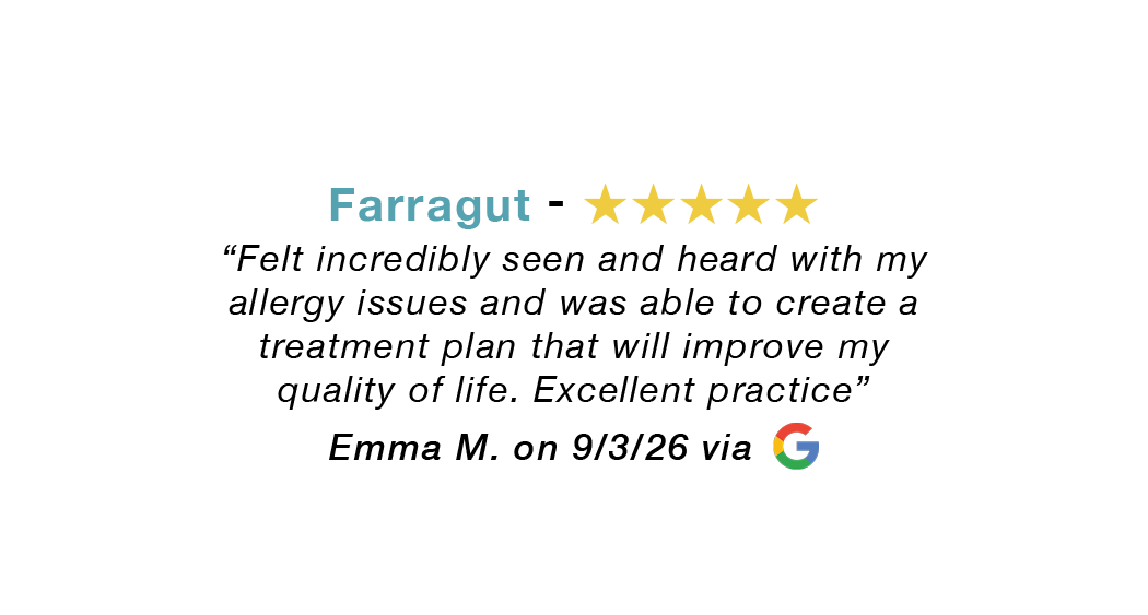 Farragut 5 star google review: Felt seen and heard. Excellent practice.