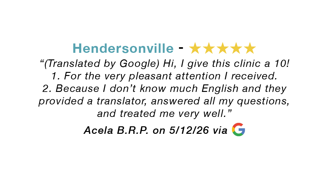 5-star Google review for our Hendersonville allergy clinic: I give this clinic a 10! For the very pleasant attention I received.
