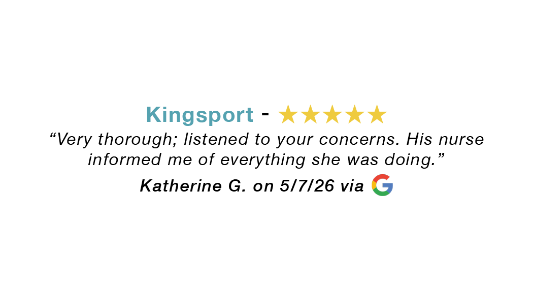 Kingsport Tennessee five-star review. Very thorough. Listened to concerns. Informed of everything she was doing.