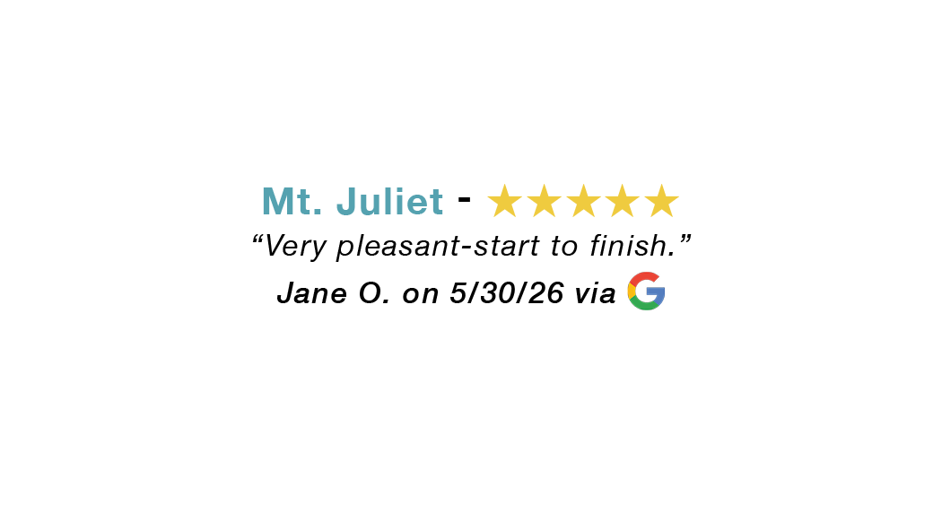 Mt. Juliet 5-star review: Very pleasant staff to talk to.