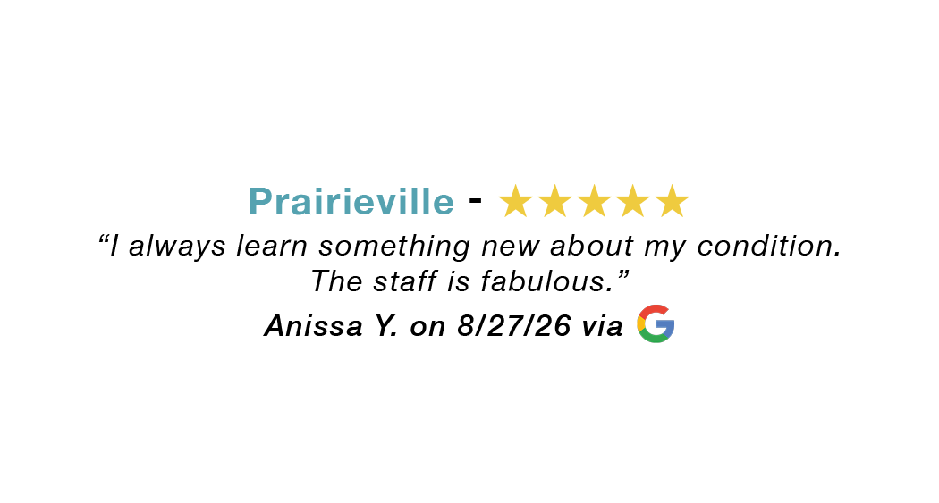 Prairieville five-star google review: Always learn something new. Staff is fabulous.
