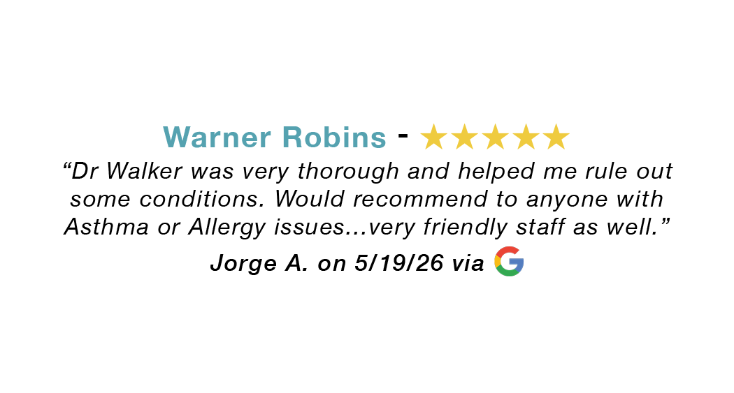 Warner Robins 5-star review: Dr. Walker was very thorough. Would recommend to anyone. Very friendly staff.