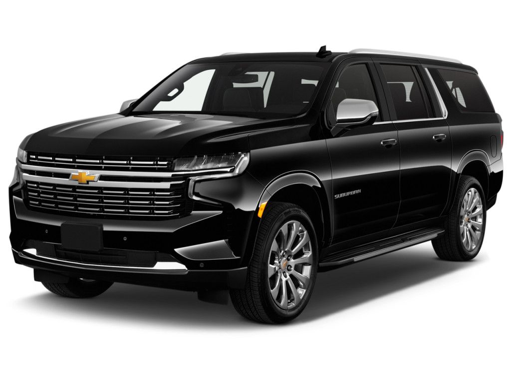 Black Chevrolet SUV on a white background, angled front view