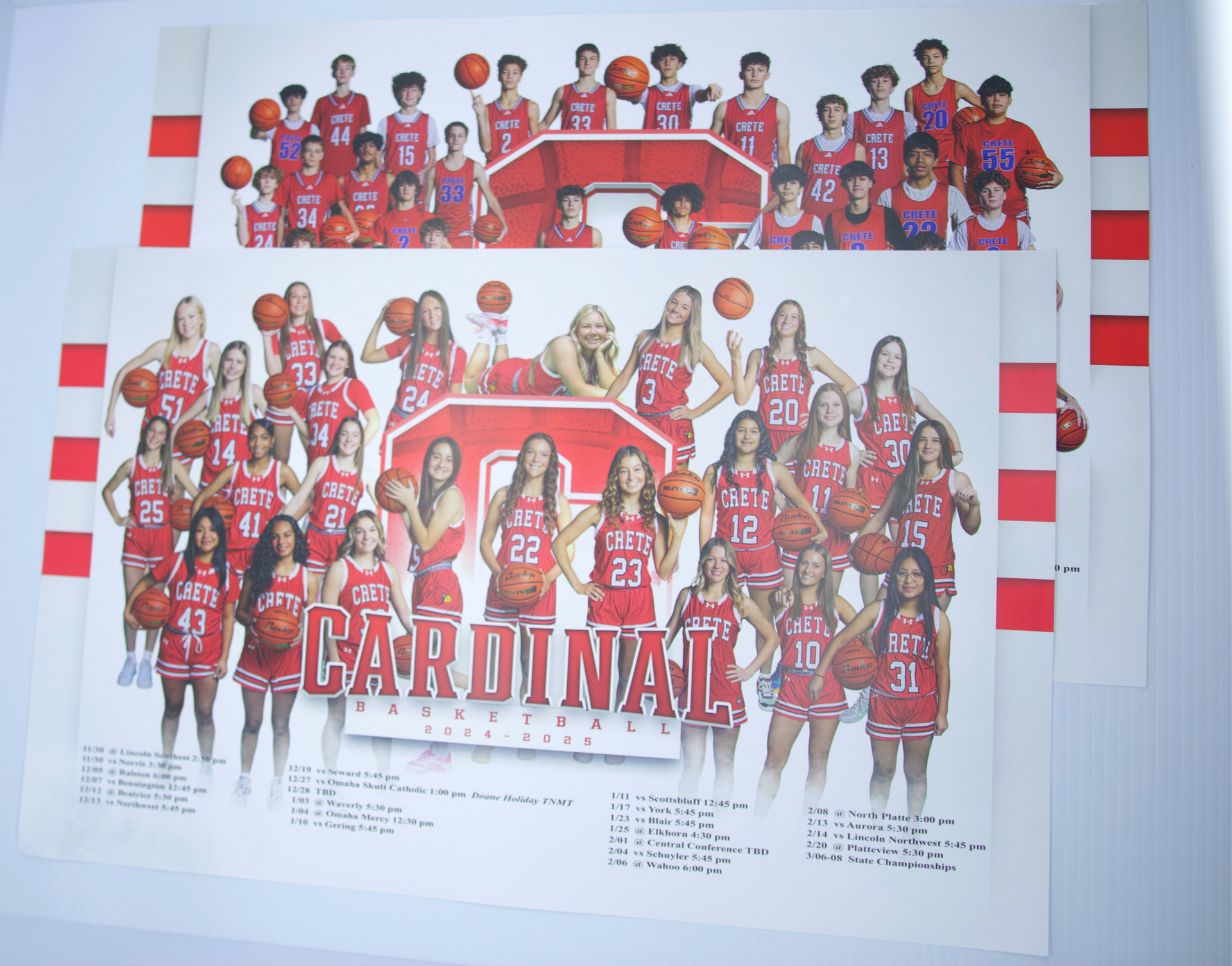 A picture of a cardinals basketball team