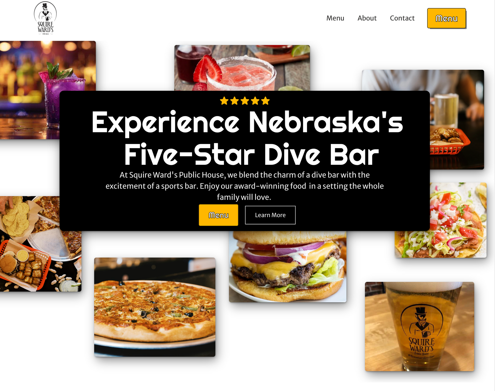 A screenshot of the website for nebraska 's five-star dive bar.